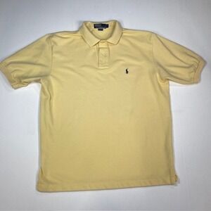 Polo Ralph Lauren Mens Large Yellow Short Sleeve Cotton‎ Pique Polo Shirt Logo